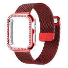 Bracelet femme Bling en acier inoxydable + étui diamant pour Apple Watch Series 7 6 5 4 SE