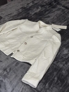 Cream Tweed Goelia Women’s Blazer With Shiny Buttons New With Tags Size XXS - Picture 1 of 8