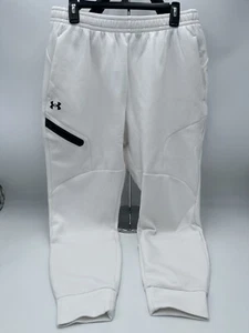 Under Armour UA Unstoppable Fleece Joggers White Black 1379808-100 Men - Picture 1 of 4