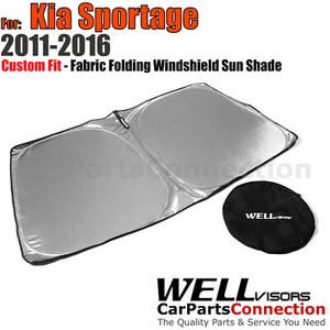 WellVisors Custom Fit Fabric Folding Windshield Sun Shade For Kia Sportage 11-16 - Picture 1 of 6
