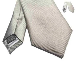 Krawatte Herren Einfarbig Beige Effekt Metall Seide Made IN Italy Ändern - Bild 1 von 5