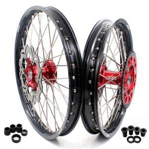 Llantas KKE 21/19 Dirt Bike MX aptas para Suzuki RM125 RM250 1996-2000 CNC bujes rojos - Imagen 1 de 12