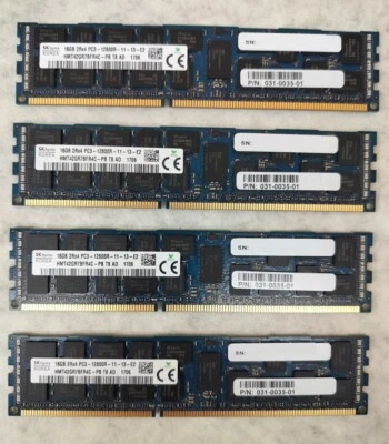 Cantidad 4 Dell EMC Servidor RAM 16 GB DDR3 (031-0035-01) Hynix HMT42GR7BFR4C-PB Foto 1 de 4