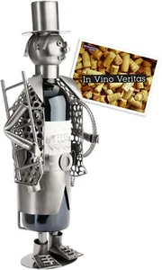 BRUBAKER Metal Wine Bottle Holder Chimney Sweep Lucky Charm Gift + Card - Picture 1 of 11