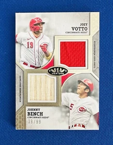 2024 Topps Tier One DPR-VB Dual Player Relic Card Joey Votto / Johny Bench /49 - Picture 1 of 3
