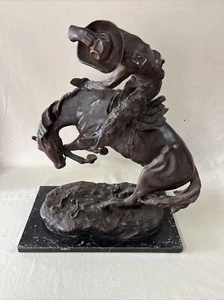 "Rattlesnake" by Frederic Remington Bronze Statue 15 X 19” Tall Vintage - Picture 1 of 24