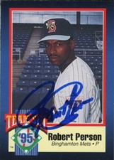 1995 Binghamton Mets ROBERT PERSON Signed Card autograph AUTO RC