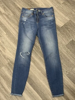 Kut From The Kloth Raw Hem Ankle Skinny Jeans Size 2 Mid Rise Ripped Knee - Image 1 of 4