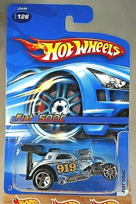 Fiat 500C Lt 2006 Hot Wheels Collector #126 azul con cromo trasero 5 velocidades delantero 10 velocidades Foto 1 de 4