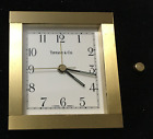 Tiffany & Co Swiss Made Brass Presentation Table Desk Clock 3.5" *read