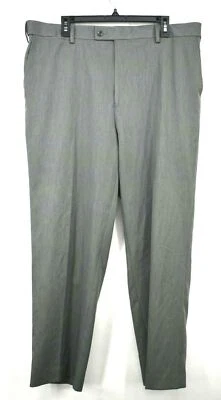 Saddlebred Men Gray 2 Button & Hook Straight Flat Pleat Slash Pocket Pants 38/29 Foto 1 de 4