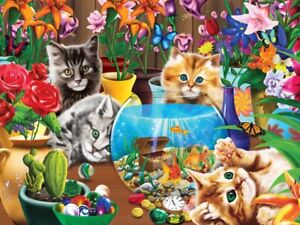 Jigsaw Puzzle Animal Cat Fabulous Kittens flowers 400 multisized pieces NEW