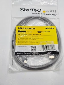 ( QTY 3 ) StarTech USB2HABM6 6ft Mini USB Cable A to Mini-USB B Male. - Picture 1 of 6