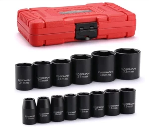 14 Pieces 1/2-In Drive Shallow Impact Socket Set, Metric, 6-Point, 11mm to 32mm - Picture 1 of 6