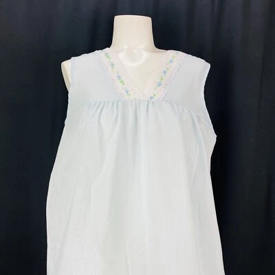 Camisón ligero vintage Sears talla mediana algodón azul encaje ribete  Foto 1 de 4