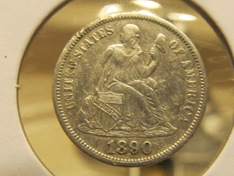 Scarce AU 1890-S Seated dime ... tough to find "s/s" variety ( item #3C19 ) Cover