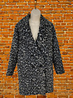 WOMENS RED HERRING UK 10 BLUE ANIMAL LEOPARD DOUBLE BREASTED WOOL JACKET COAT