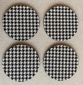PORSCHE PEPITA HOUNDSTOOTH STYLE WOVEN VINYL COASTER SET (SET OF 4)- 4.5" ROUND - Picture 1 of 10