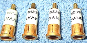 4 NOS Sylvania JHS 1N23WE Dioden 1969 Vintage Gold Anschlüsse in versiegelten Beuteln - Bild 1 von 5