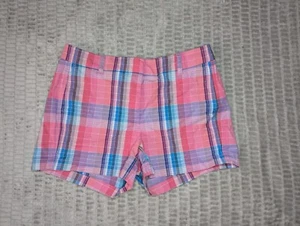 J.Crew Shorts 8 Womens 8 Pink Blue Checkered Multicolor Mid Rise Zip Fly - Picture 1 of 4