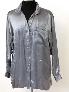 Vintage Women`s Silver Metallic Blouse by Danny Noble Plus Large XT Large Shirt - Picture 1 of 7