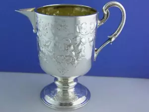 English Sterling Jug / Pitcher JOSEPH ANGELL II London c1849 clover leaf & vine - Picture 1 of 9