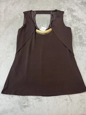 Estoque morto! Regata feminina Y2K Cato tamanho pequeno marrom dourada anos 2000 taco saindo - Imagem 1 de 4