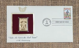 22kt Gold Stamp First Day of Issue 100th Take me out to the ballgame stamp - Picture 1 of 6