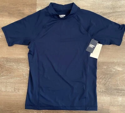 Camisa de natación LANDS' END Deep Sea Navy con protección contra erupciones ~ UF 50 ~ talla 8 para niños ~ MEDIANA ~ nueva Foto 1 de 3