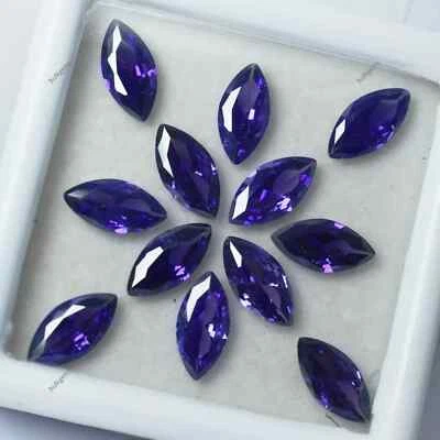 14 Pcs Natural Purple Tanzanite CERTIFIED Marquise Cut Loose Gemstone 7 MM Lot - Image 1 of 4