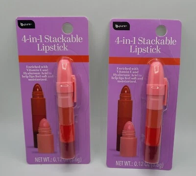 2pk B PURO 4 en 1 Lápiz Labial Apilable Color Labial Crayón Maquillaje, Múltiples Tonos Foto 1 de 2