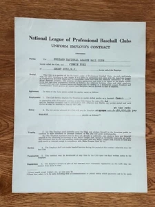1944 CUBS Contract SIGNED: Jimmie Foxx (HOF, D.1967) w/ Ford Frick (HOF) JSA LOA - Picture 1 of 5