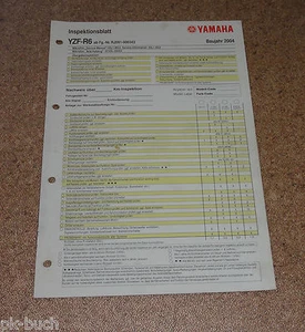 Inspektionsblatt Yamaha YZF-6 Tipo RJ091 Año 2004 - Imagen 1 de 1