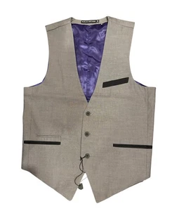 Public Notices Men's Micro Dot Three Button Vest, Black Size Small - Picture 1 of 4