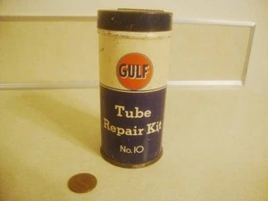 Kit de reparación de tubos vintage GULF No. ¡10 latas de acero publicitarias gasóleo icono clásico! - Imagen 1 de 6