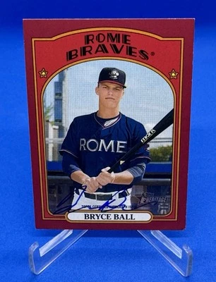 2021 Topps Heritage Minors Bryce Ball Real One Autograph Red 1/1 Auto - Image 1 of 4