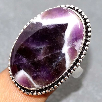 Chevron Amethyst 925 Silver Plated Ring US 8 New Arrival GW - Image 1 of 3