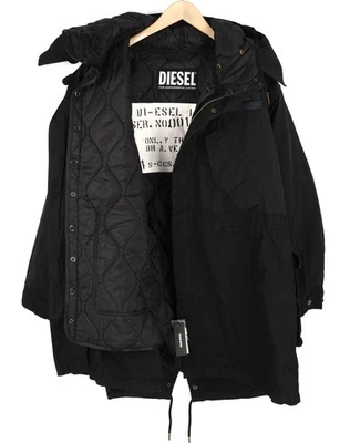 DIESEL W-Miles Men Jacket L Black 2in1 Parka Insulated Drawstring Waist RRP475 * - Image 1 of 4