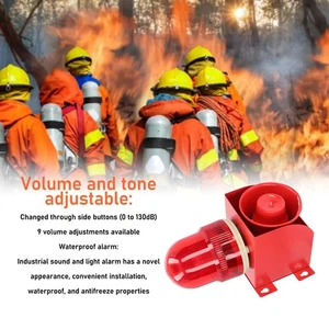 Industrial Siren Alarm Volume Adjustable Waterproof Strong Bright Wall Moun - Picture 1 of 33