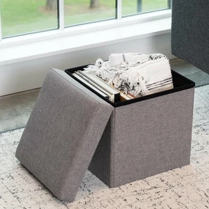 Mainstays Collapsible Storage Ottoman, Gray - Picture 1 of 1