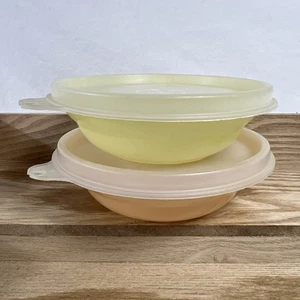 Vintage Tupperware Wunderbare kleine Schüsseln mit Deckel 2er Set orange gelb - Bild 1 von 13