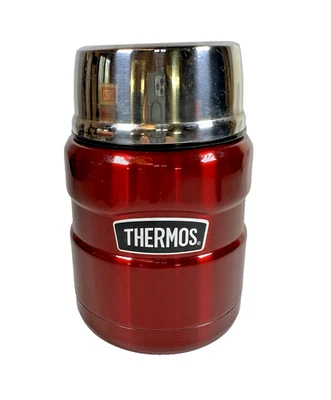 Termo de sopa rojo brillante, contenedor de almuerzo de acero inoxidable con cuchara 16 oz. (2 tazas) Foto 1 de 4