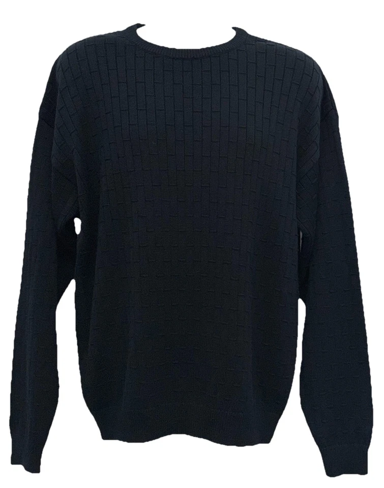 Suéter negro Crazy Horse By Claiborne para hombre talla L manga larga cuello redondo Foto 1 de 4