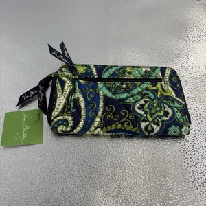Vera Bradley Rhythm & Blues Reißverschluss Geldbörse Paisley Neu mit Etikett blau grün nicht mehr produziert 10112-113 - Bild 1 von 5