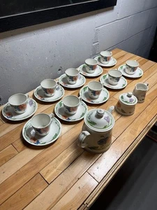 Villeroy & Boch Amapola Cup And Saucer - Set of 10 - Plus Sugar Creamer Tea Pot - Picture 1 of 11