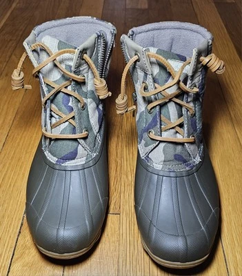 Sperry Topsider Camouflage Duck Boots Saltwater Leather Canvas Womens Sz 6M NWOB - Image 1 of 4