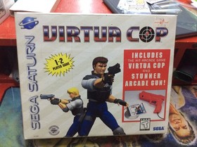 Virtua Cop Sega Saturn with Stunner Arcade Gun Complete in Box CIB