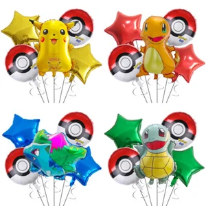 5pcs Pokemon Pikachu Helium Foil Balloon Charmander Set Party Decoration - Picture 1 of 5