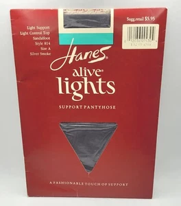 VTG Hanes Alive Lights Control Top Pantyhose, Silver Smoke, Sz Small A, New - Picture 1 of 5
