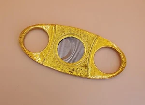 Gold Guillotine Double Blade Cigar Cutter - Gold - New - Picture 1 of 4